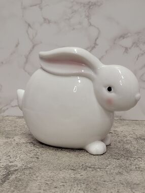Vintage Handcrafted Ceramic White Bunny Figurine